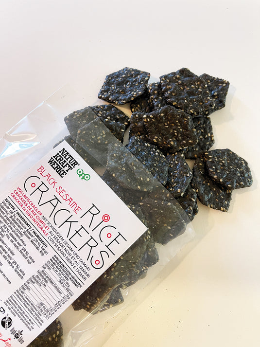 Reis Cracker mit Schwarzem Sesam - bio-swiss