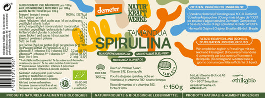 Spirulina Tamandua Presslinge Etikett